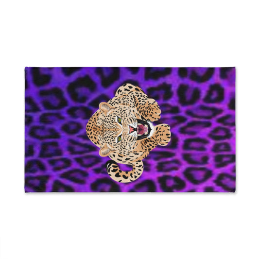 Wild Cat Hand Towel - Purple Leopard Print Kitchen & Bath Decor