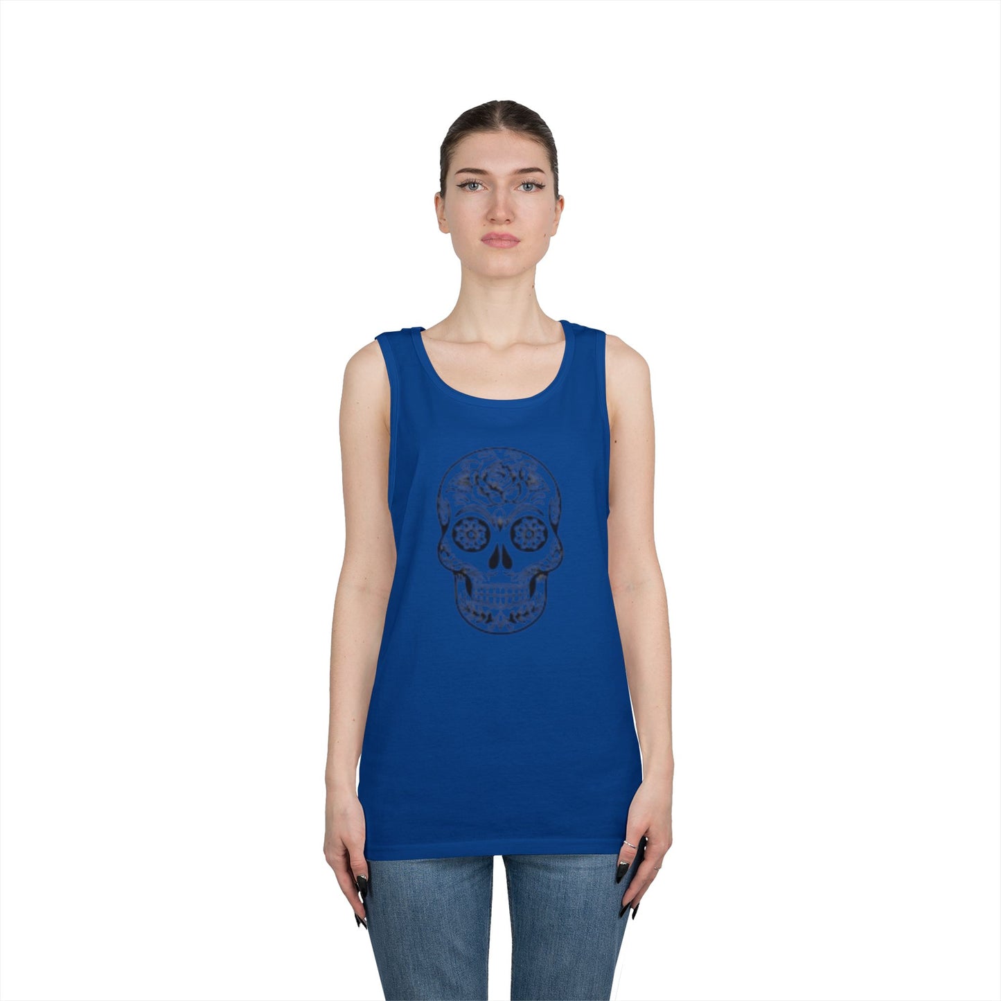 Skull Design Unisex Heavy Cotton Tank Top - Perfect for Festivals & Everyday Wear