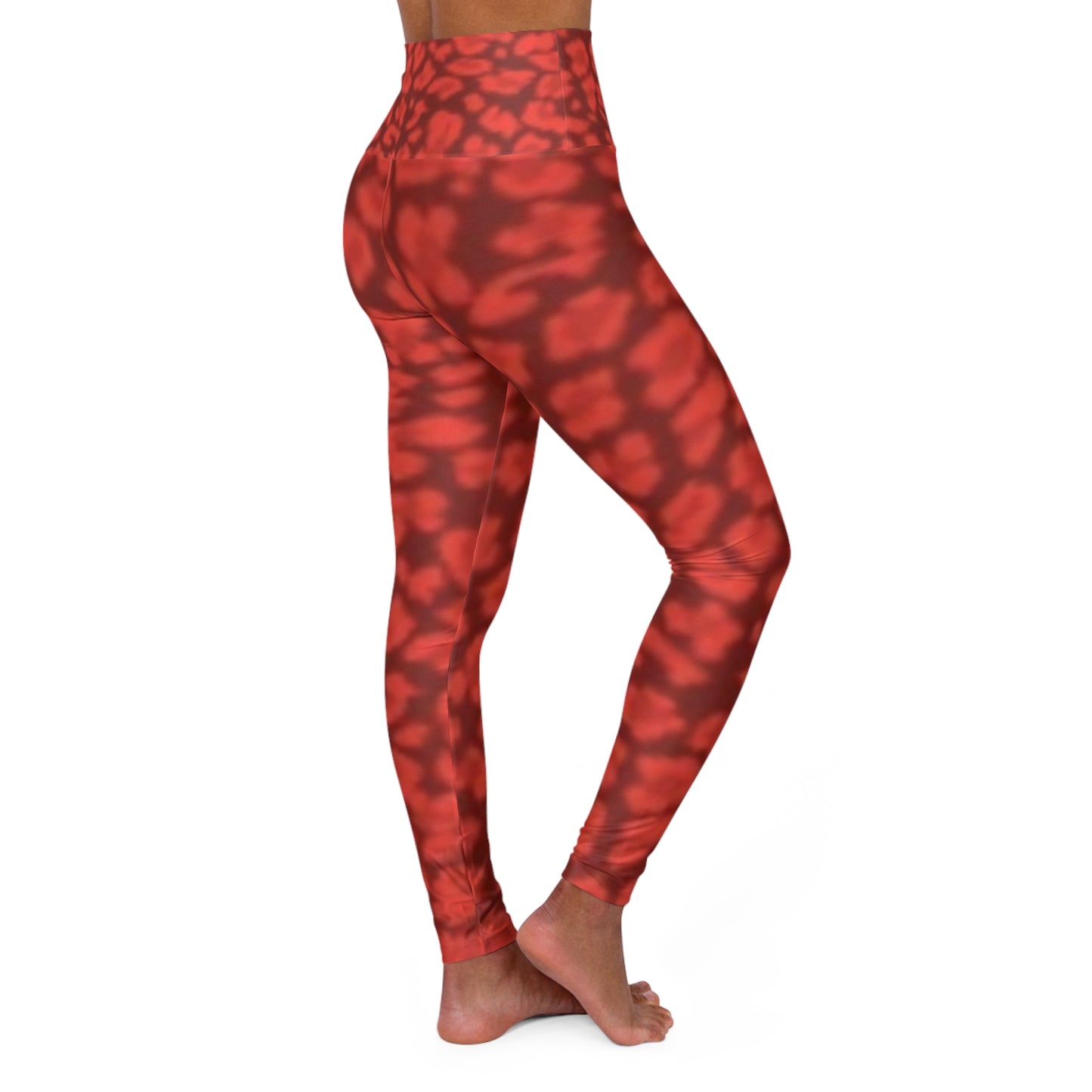 Leggings de yoga taille haute pour le fitness – Motif rouge tendance pour un style de vie actif 