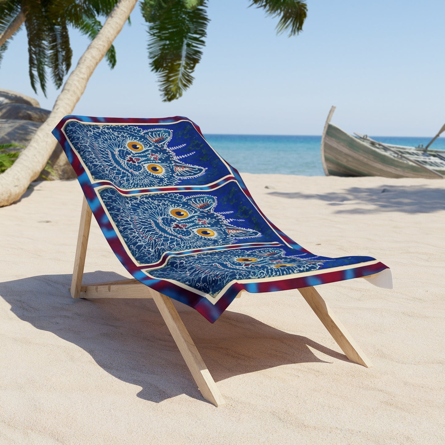 Whimsical Cat Design Beach Towel - Colorful, Fun Summer Accessory for Cat Lovers