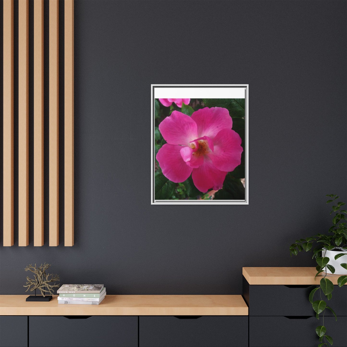 Framed Floral Canvas Art Print | Vibrant Pink Flower Decor, Wall Art for Home, Gift for Her, Mother's Day, Birthday