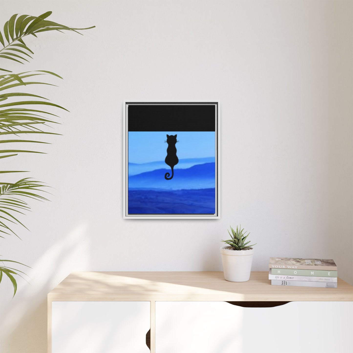 Framed Cat Silhouette Art Print, Wall Decor, Cat Lover Gift, Home Office Art, Pet Memorial