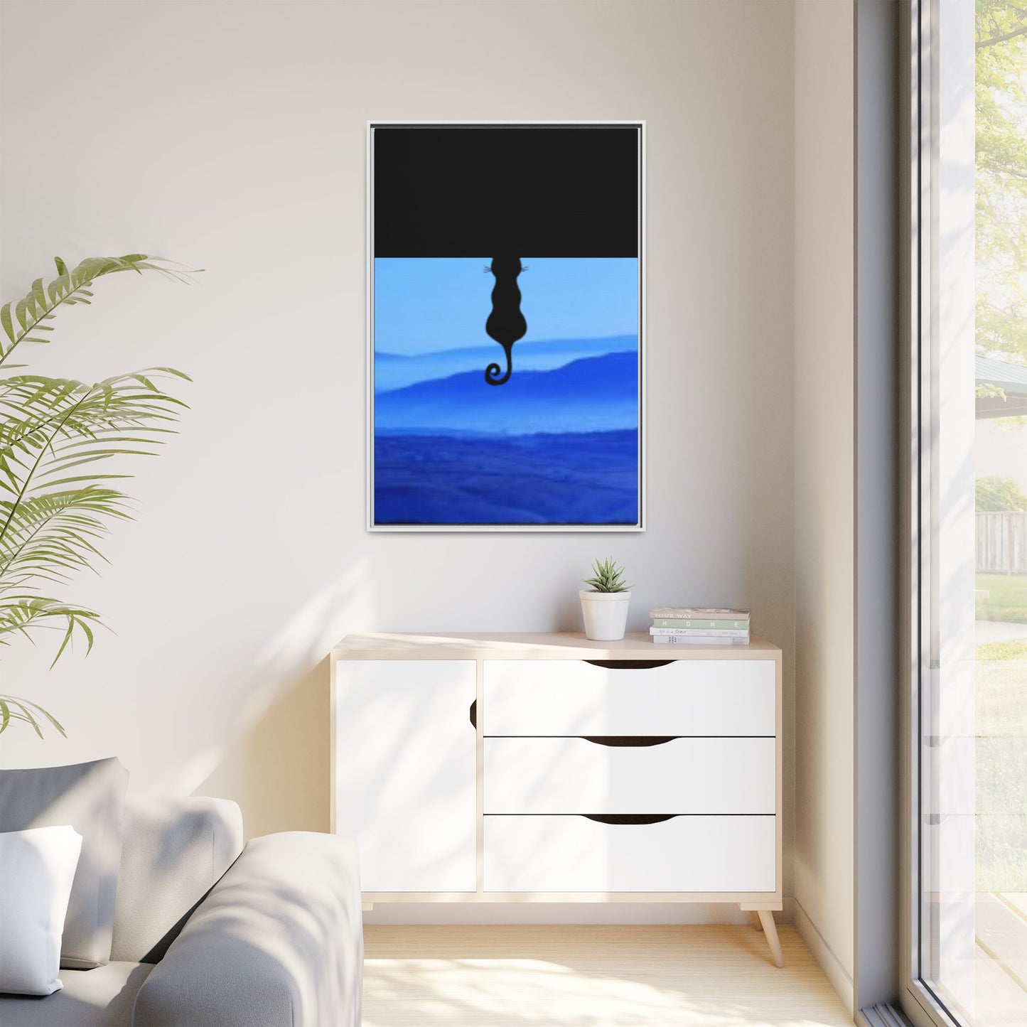 Framed Cat Silhouette Art Print, Wall Decor, Cat Lover Gift, Home Office Art, Pet Memorial