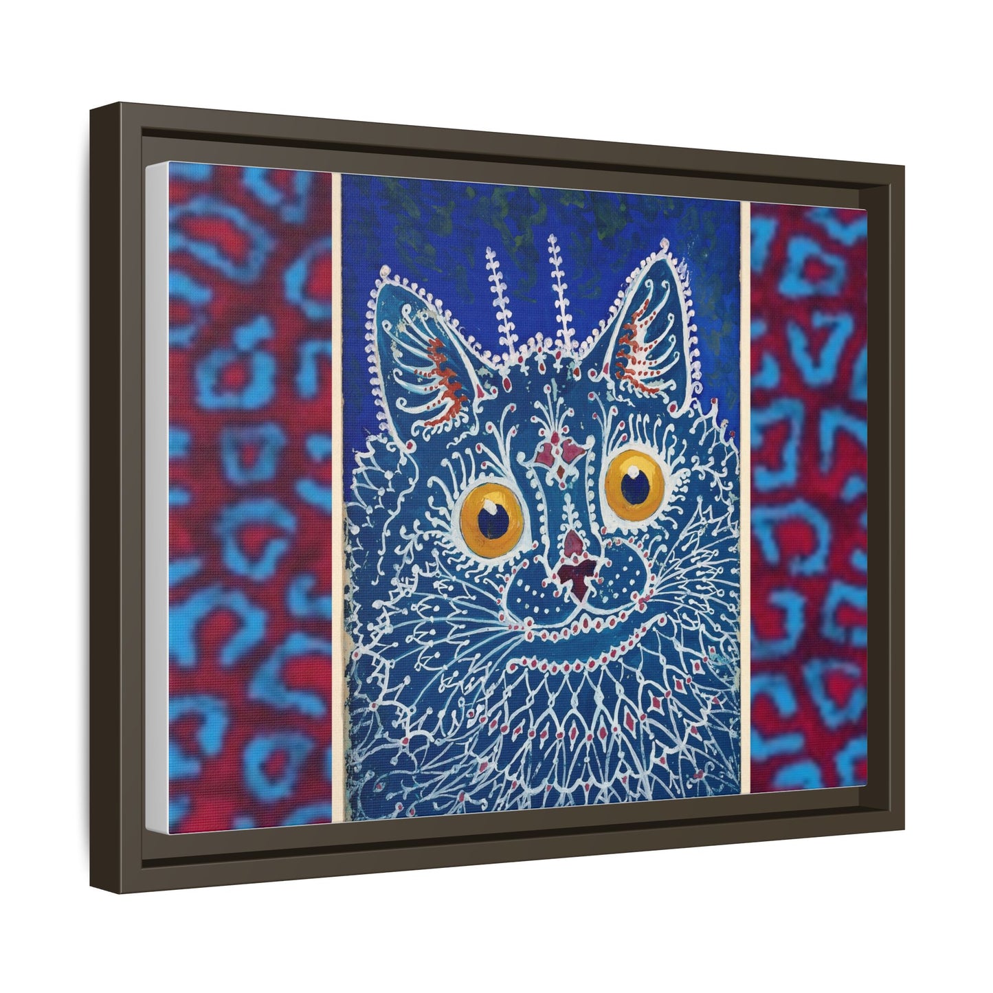 Colorful Cat Framed Matte Canvas Art - Whimsical Home Decor