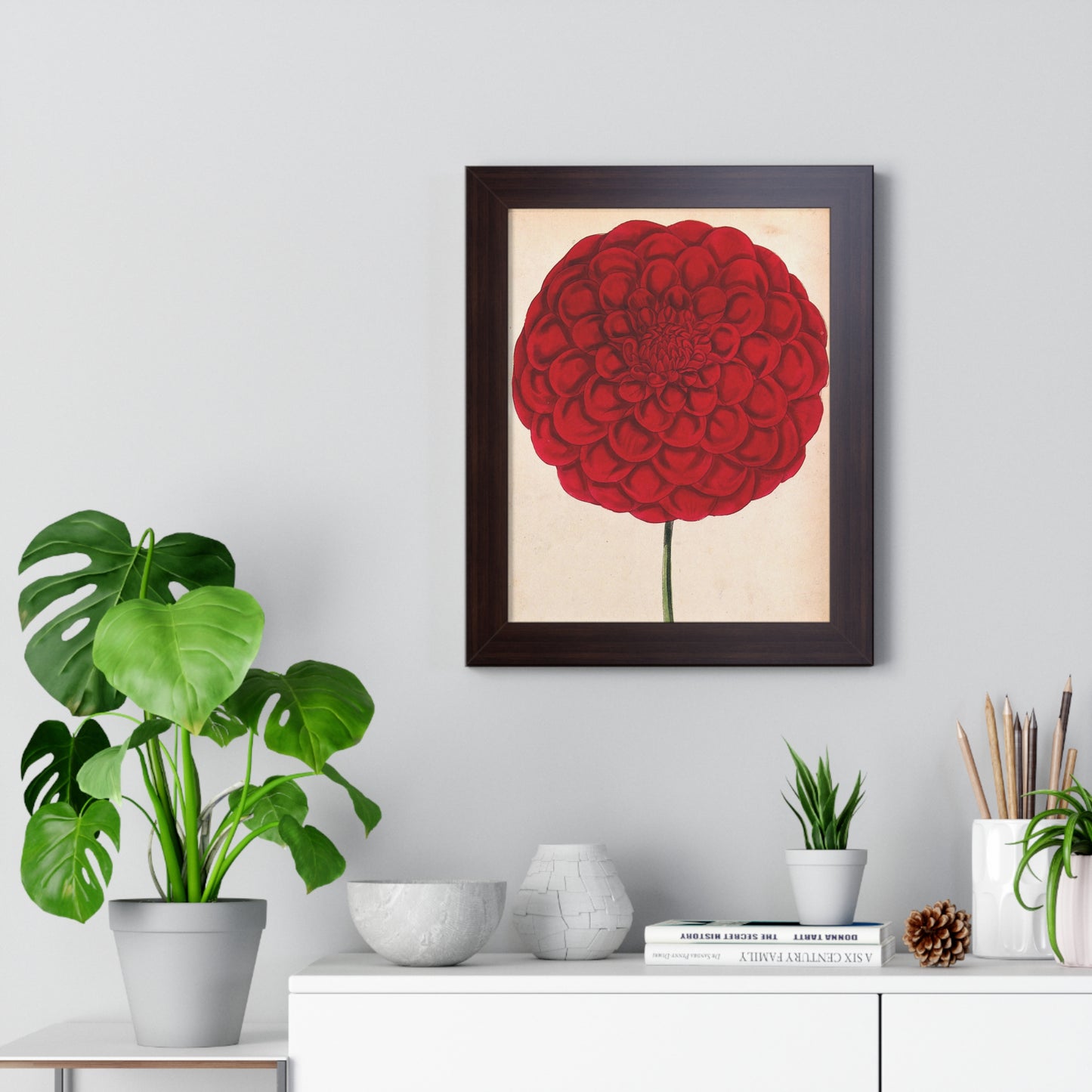 Framed Vertical Poster 11"x14" Red Flower