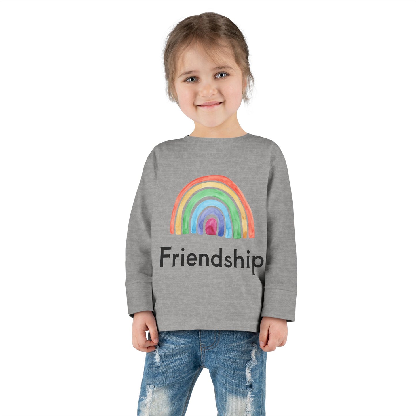 Rainbow ‘Friendship’ Patriotic Cat Toddler Long Sleeve T-shirt Fabulous Gift!