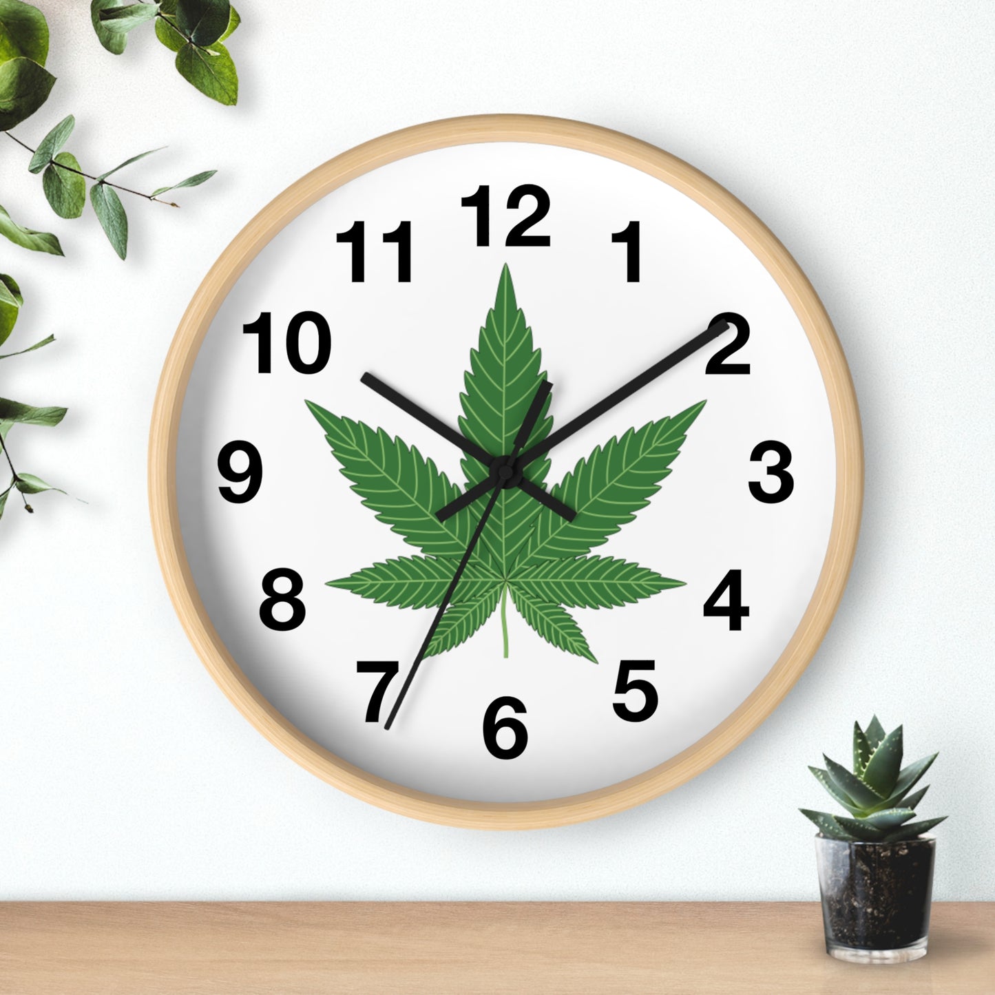 Wall Clock Marijuana Leaf