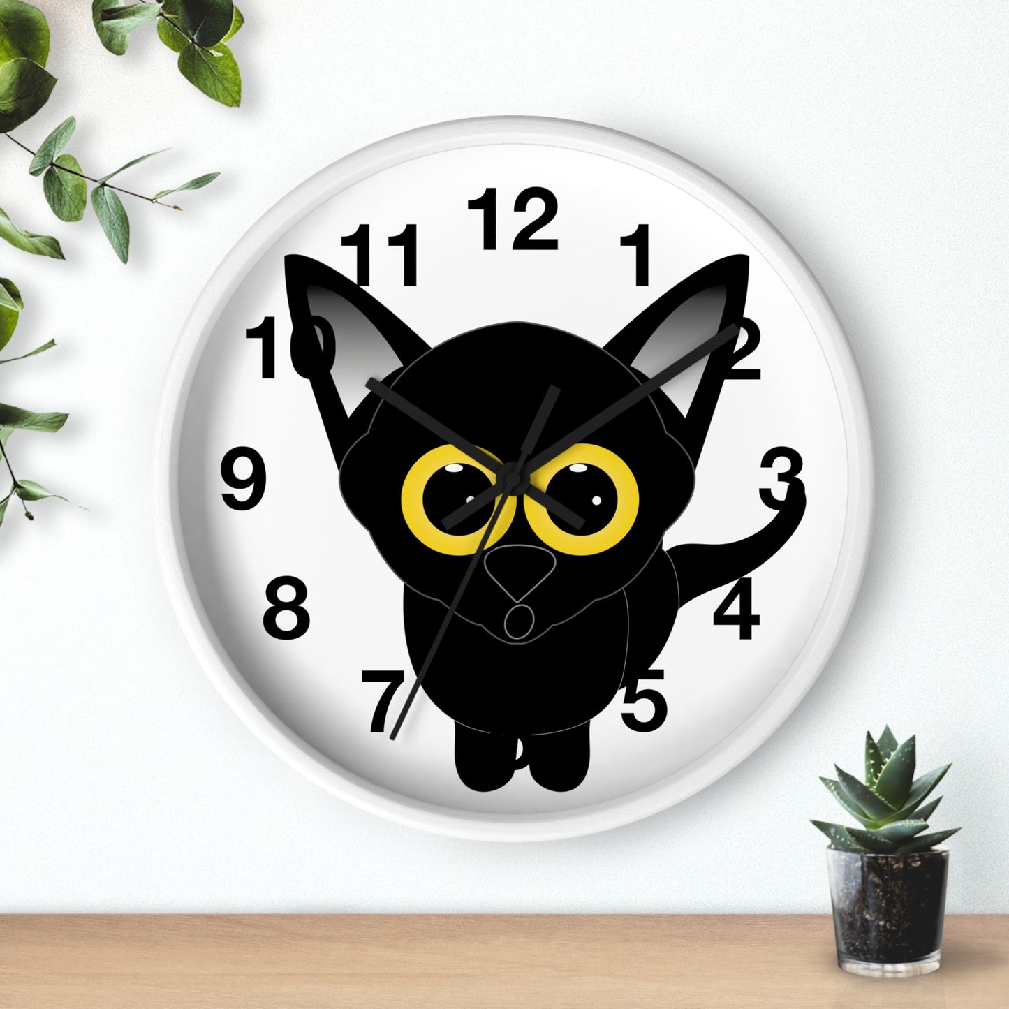 Wall clock Black Cat with Large Eyes