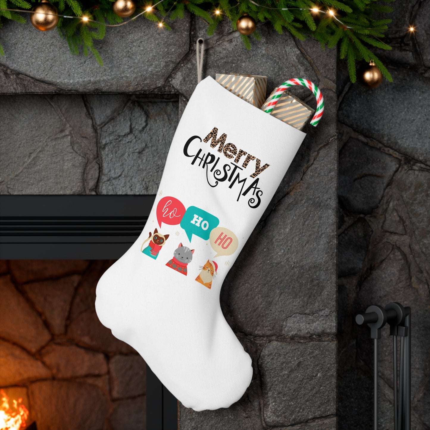 Cats Ho Ho Ho Christmas Stocking 🎄
