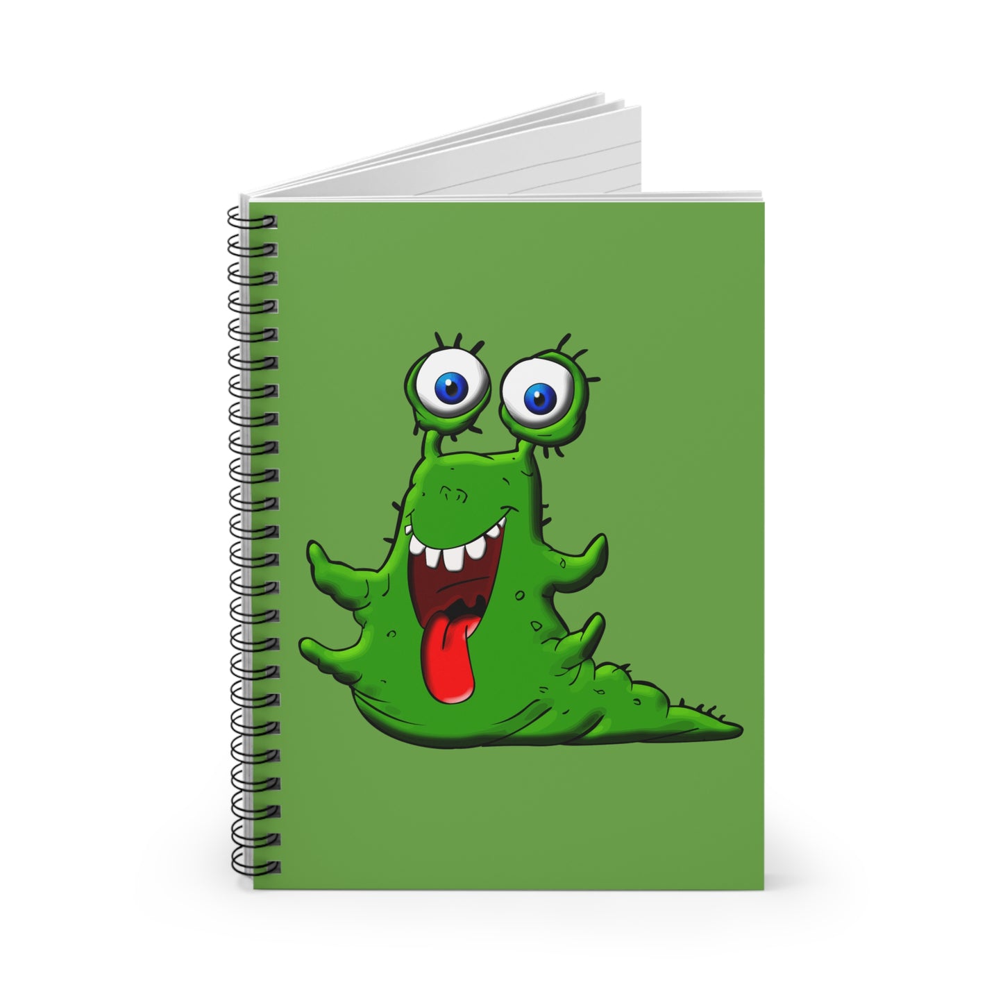 Cuaderno espiral verde divertido extraterrestre