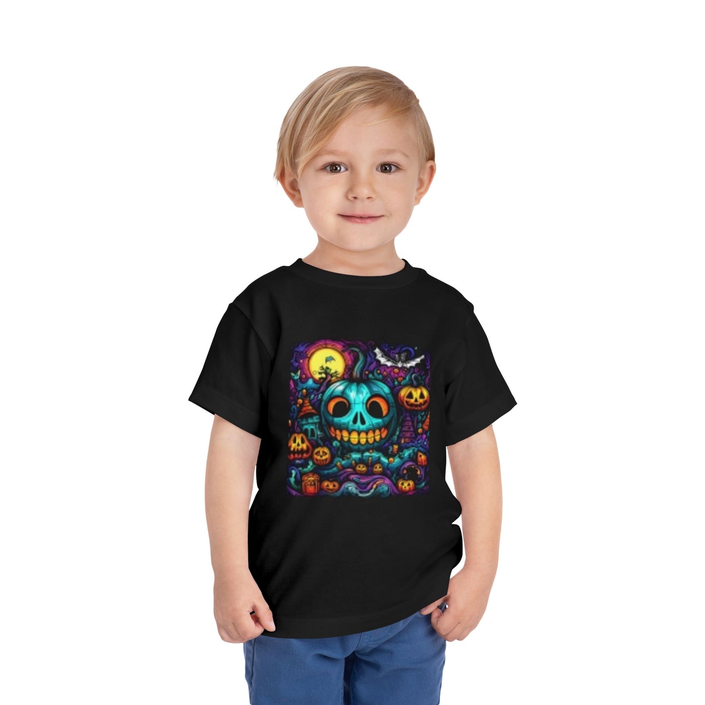 Colorful Pumpkin I'm happy Toddler Short Sleeve T-shirt Fun T-shirt for Halloween!