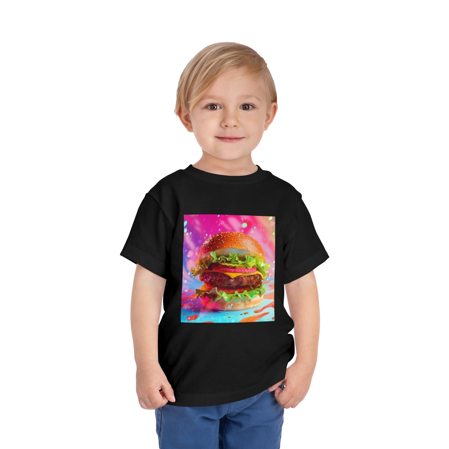 Colorful Burger Toddler Tee - Fun & Playful Kids' Short Sleeve Shirt