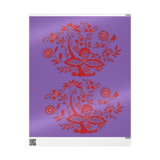 Vibrant Floral Wrapping Paper for Gift Giving | Purple & Red Design | Perfect for All Occasions
