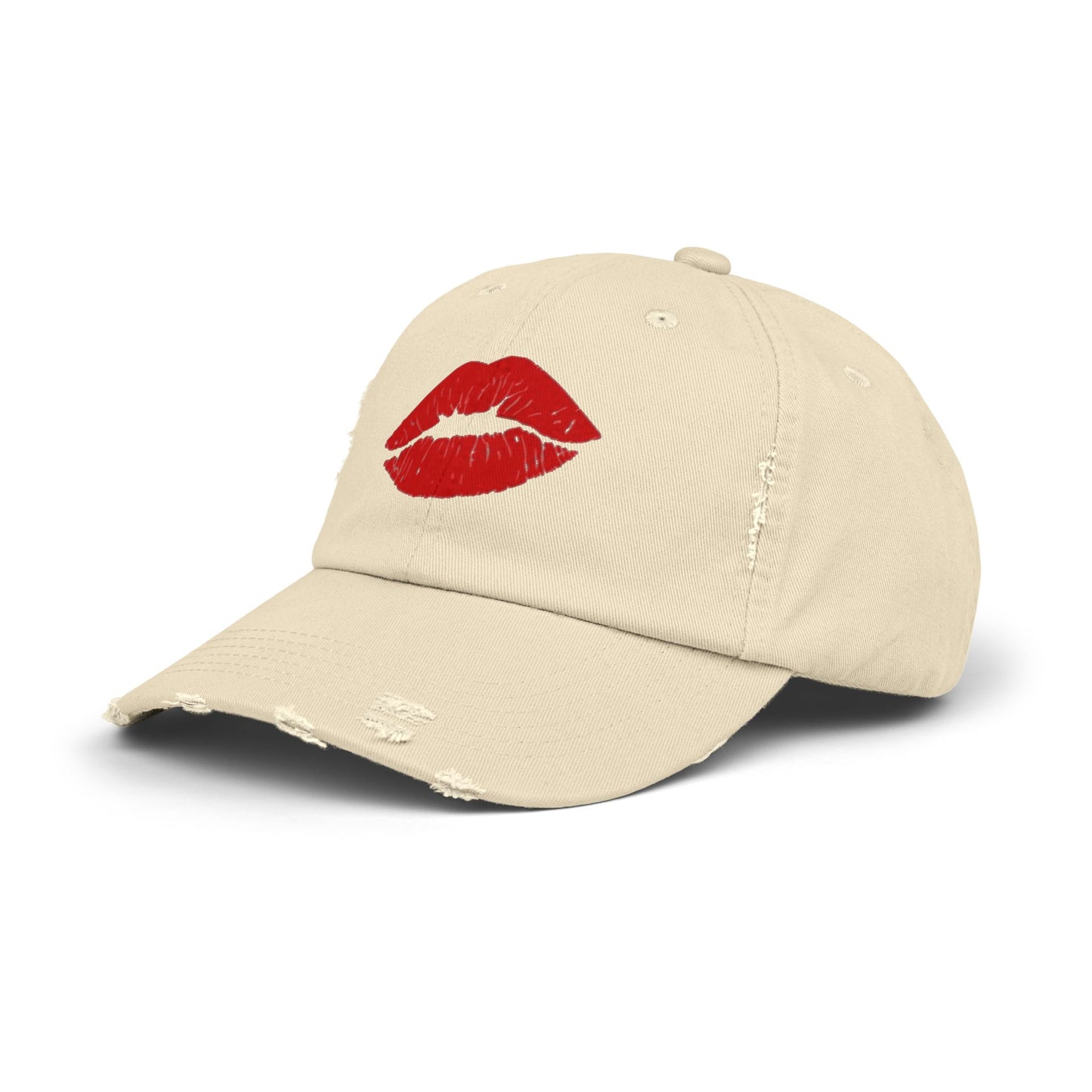 Gorra desgastada labios rojos