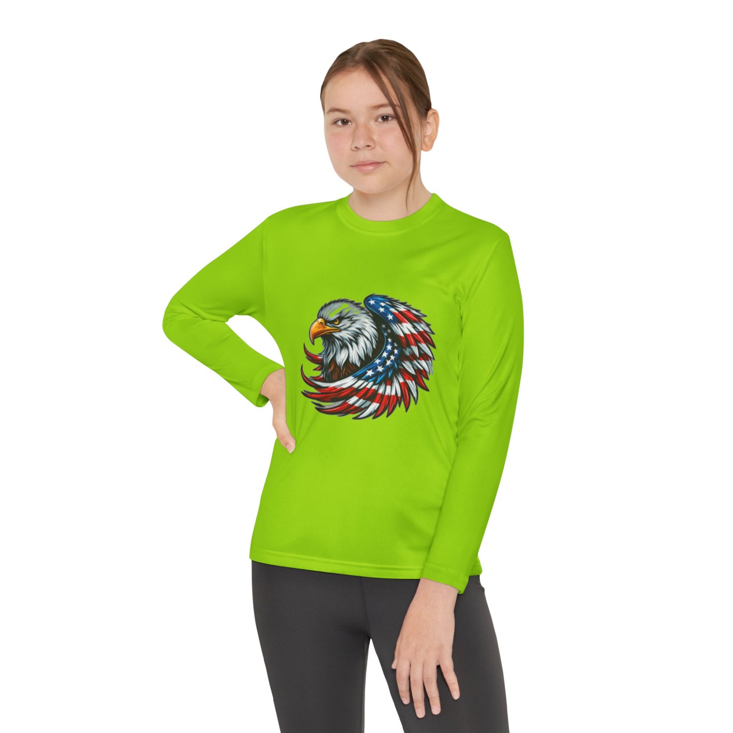 Youth Long Sleeve Tee - Patriotic Eagle & Fun Dog Design, USA Flag Apparel for Independence Day, Gifts for Kids, Casual Wear, Cool Tee