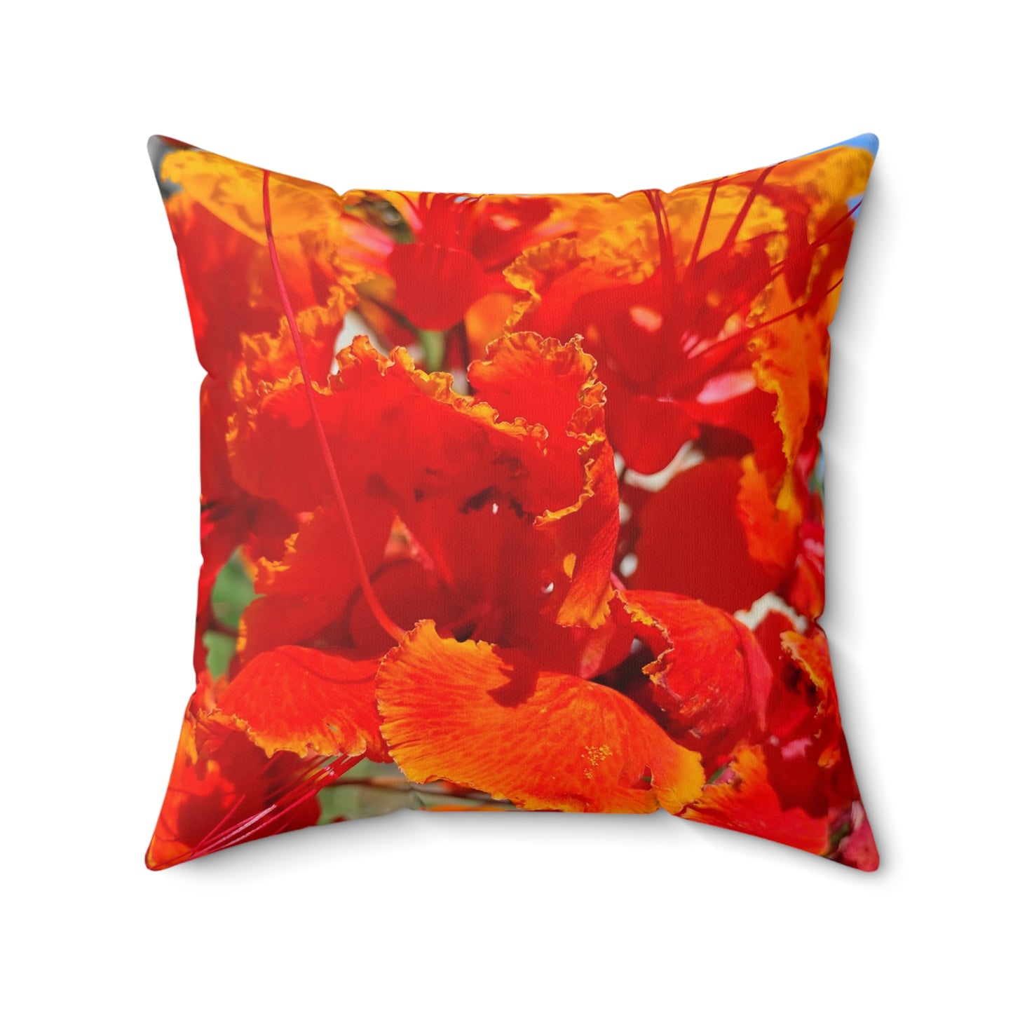 Vibrant Orange Flowers Square Pillow