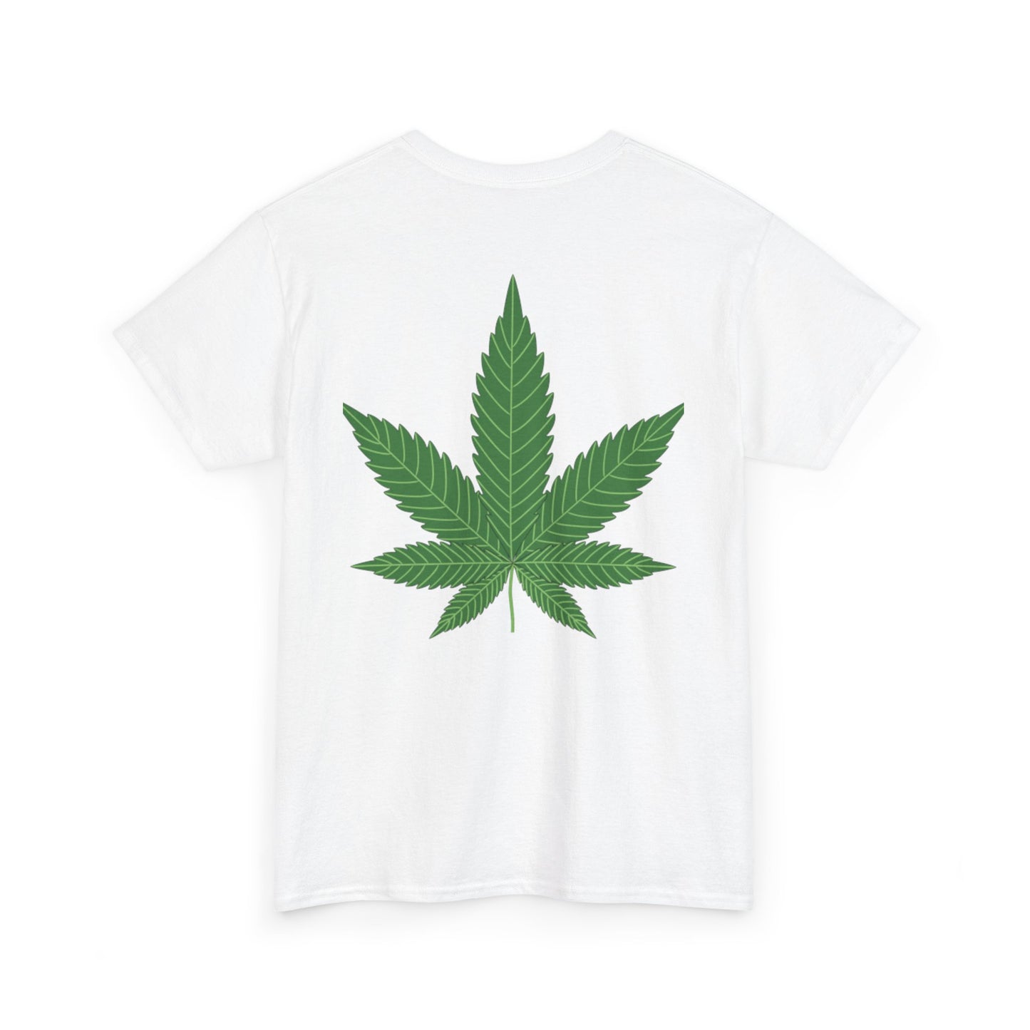 T-shirt unisexe en coton épais avec motif feuille de cannabis verte