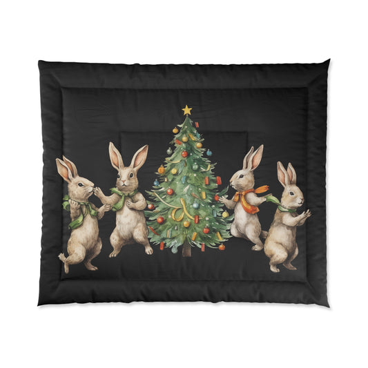Comforter Full/Queen size Four Rabbits Christmas Tree
