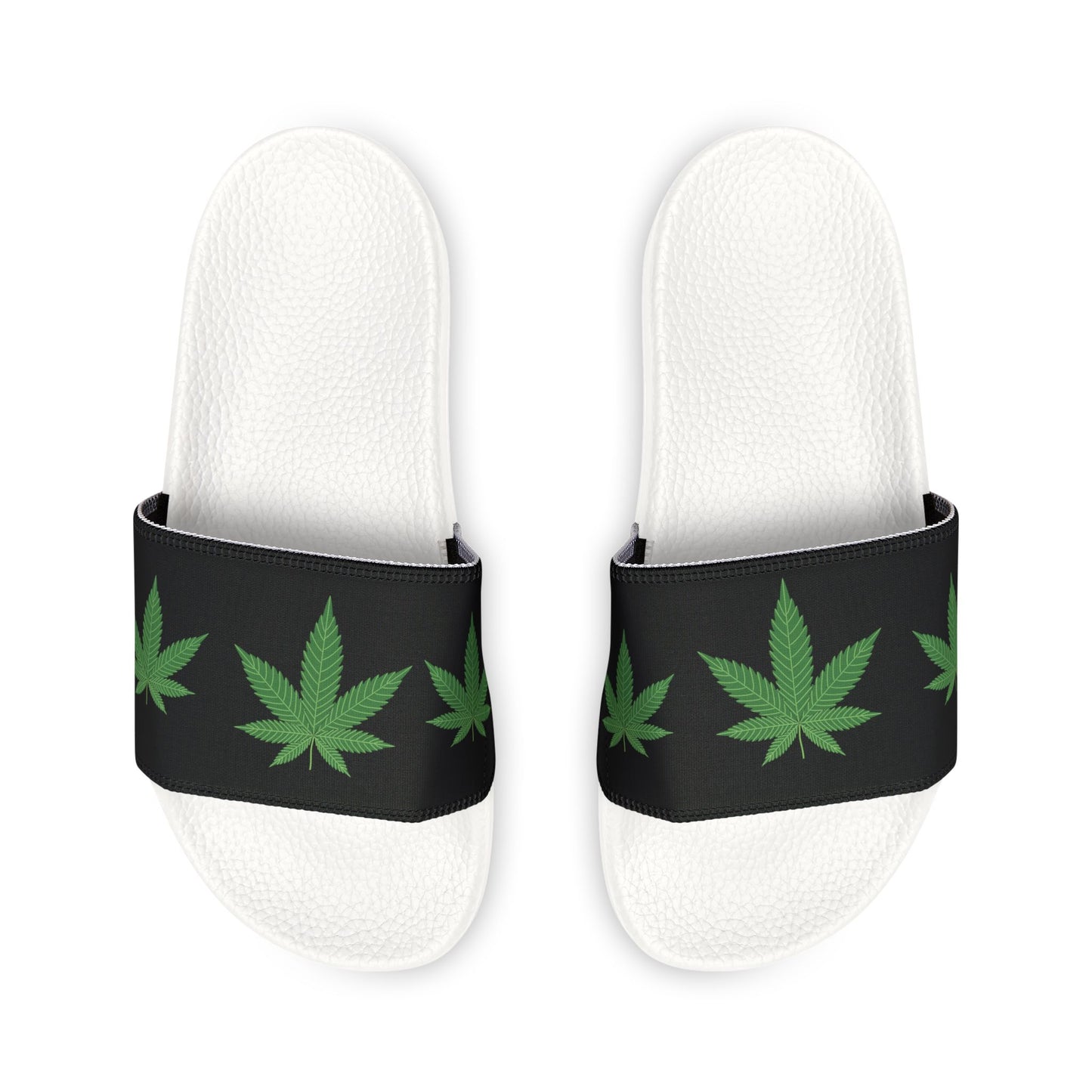 Men's Removable-Strap Sandals Marijuana Leaves Black Background