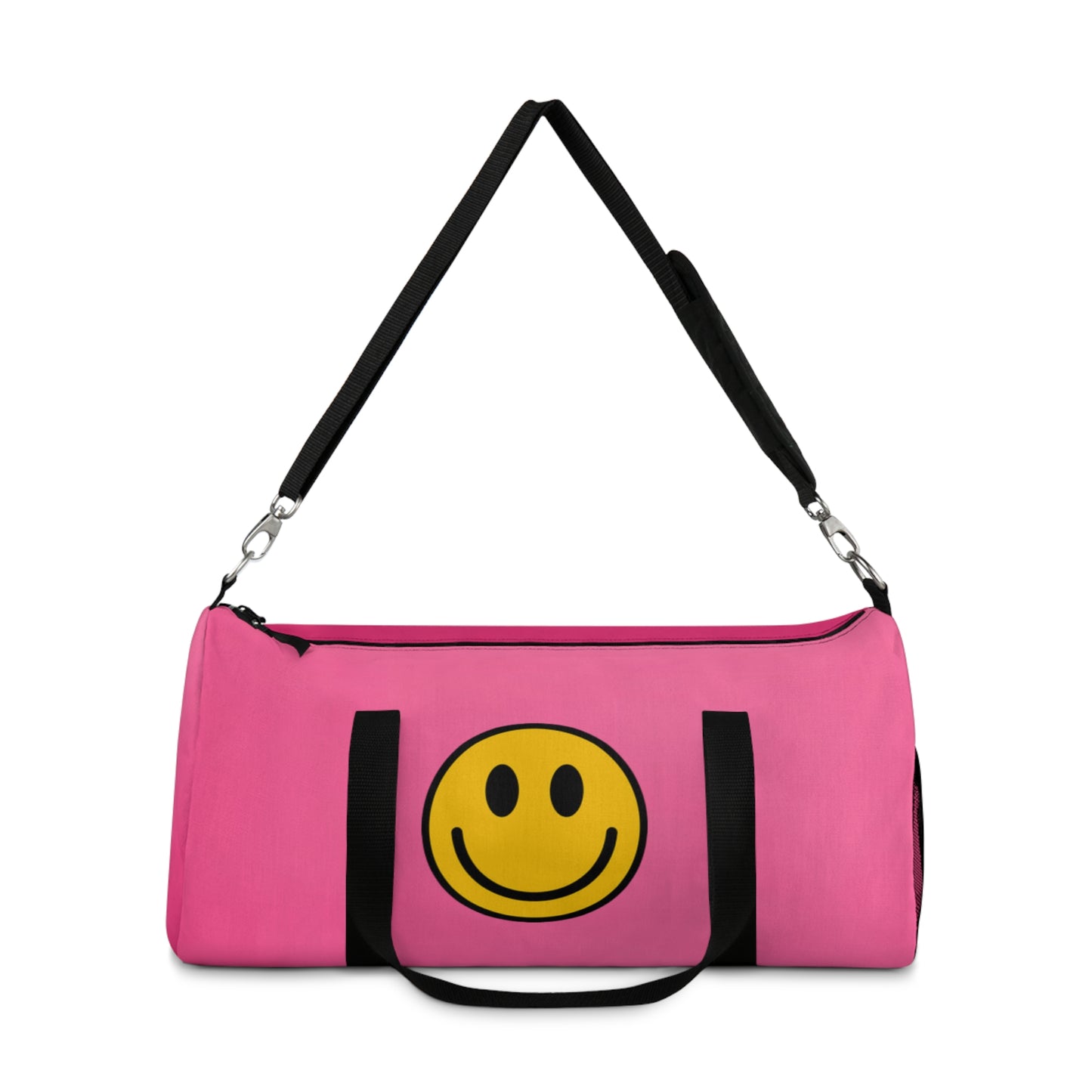 Happy Face Pink Vibe Duffel Bag, Gym Bag, Travel Bag, Weekend Getaway, Smiley Face Design, Perfect for Fitness and Fun