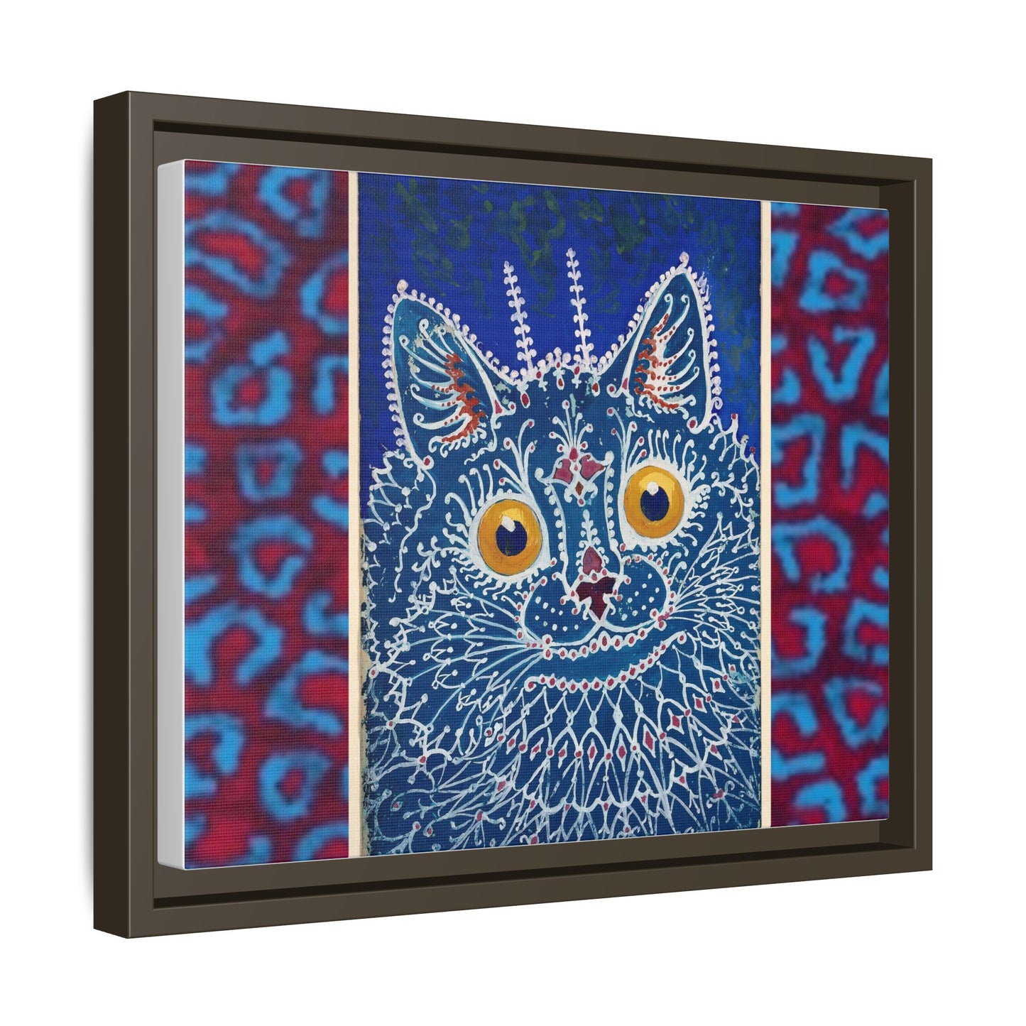 Colorful Cat Framed Matte Canvas Art - Whimsical Home Decor
