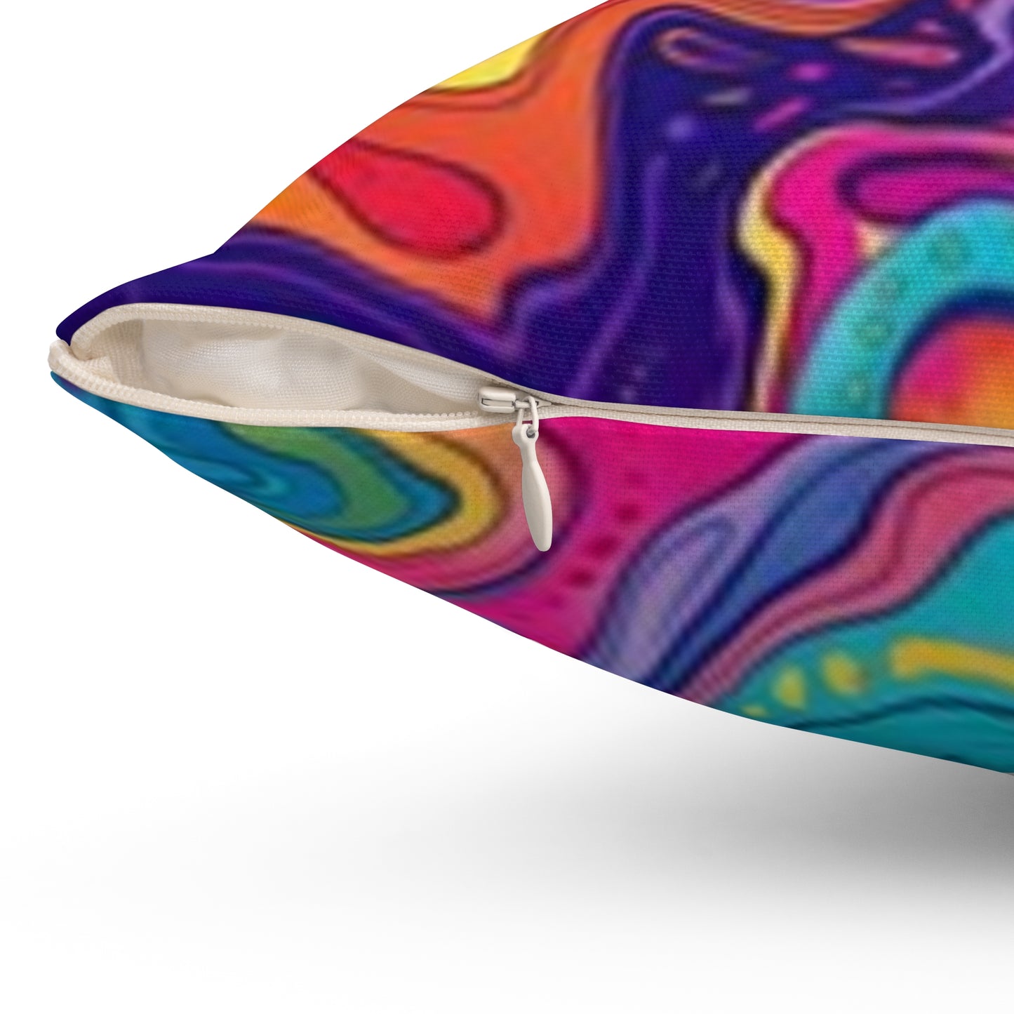 Vibrant Abstract Art Pillow - Colorful Spun Polyester Decorative Cushion