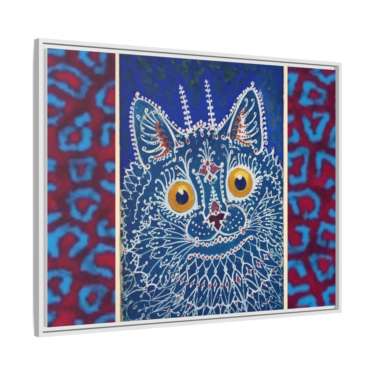 Colorful Cat Framed Matte Canvas Art - Whimsical Home Decor