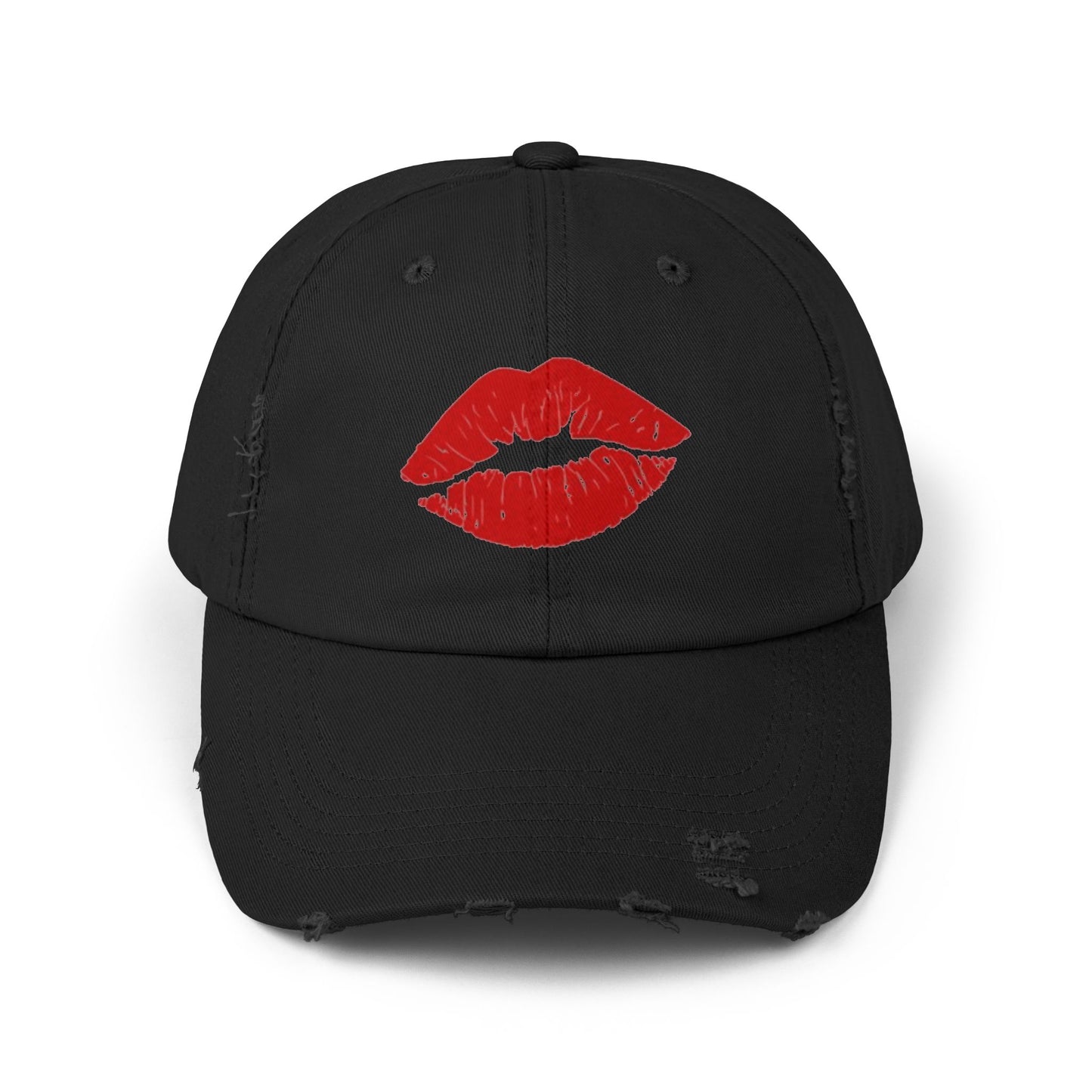 Gorra desgastada labios rojos