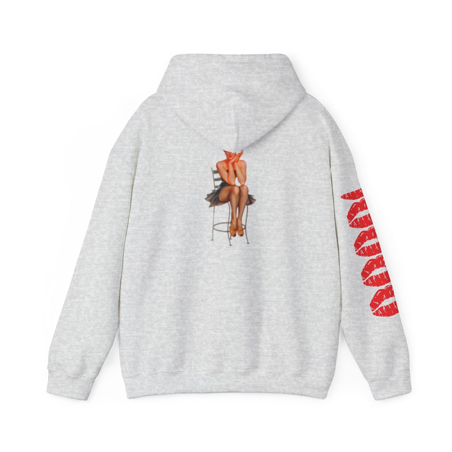 Sudadera con capucha retro hermosa mujer labios rojos