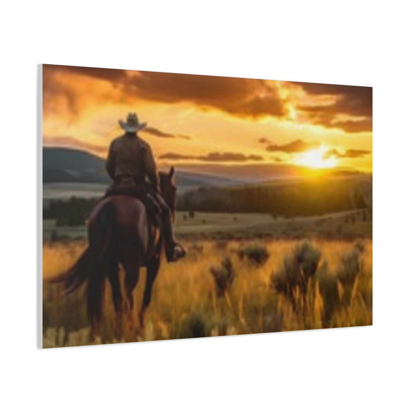Framed Wall Art - Cowboy Sunset Canvas Print {Wild Wild West}