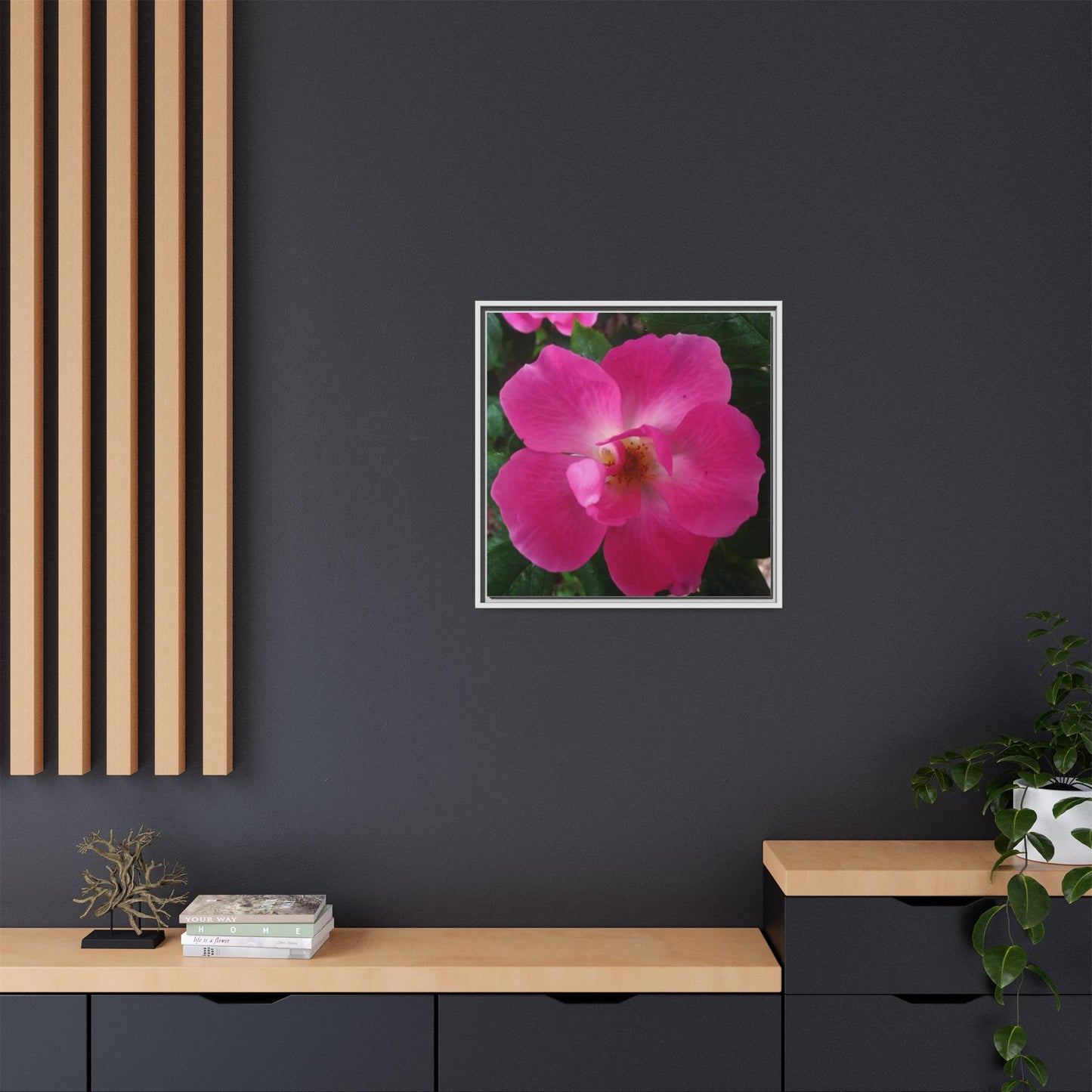 Framed Floral Canvas Art Print | Vibrant Pink Flower Decor, Wall Art for Home, Gift for Her, Mother's Day, Birthday