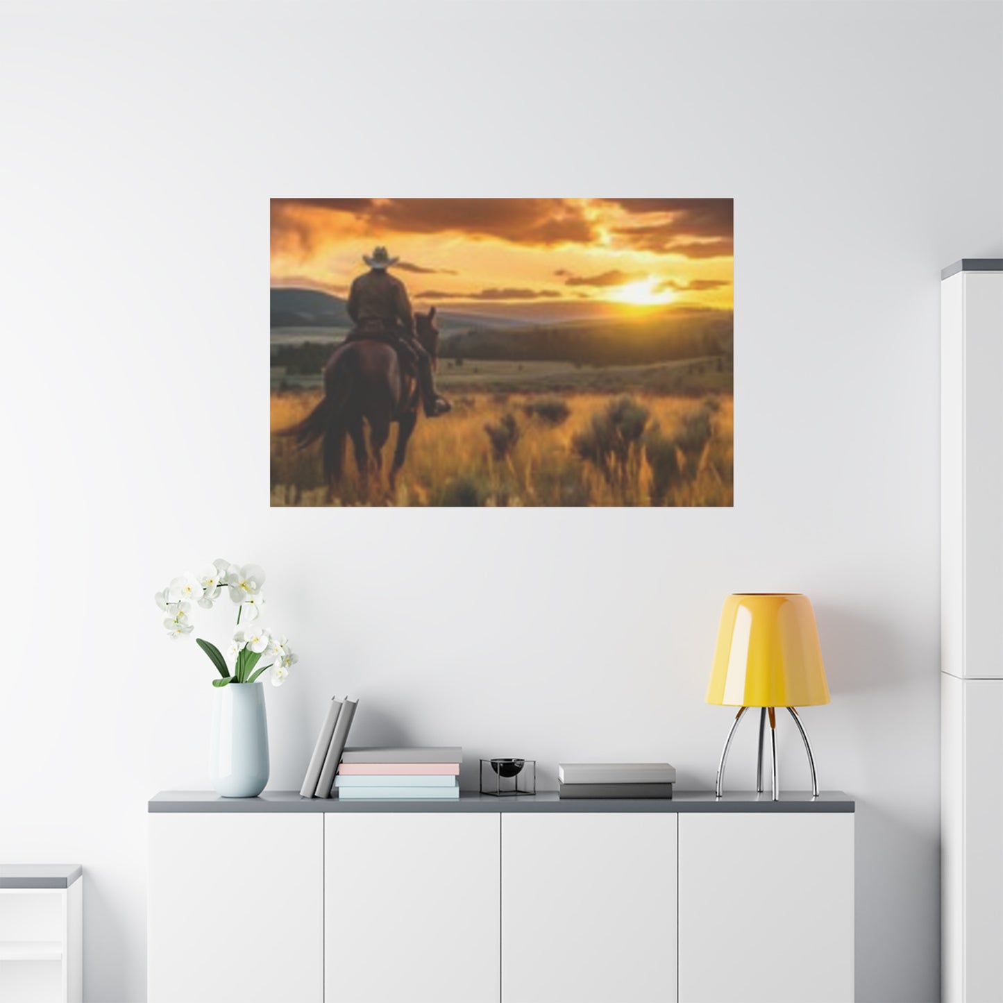 Framed Wall Art - Cowboy Sunset Canvas Print {Wild Wild West}