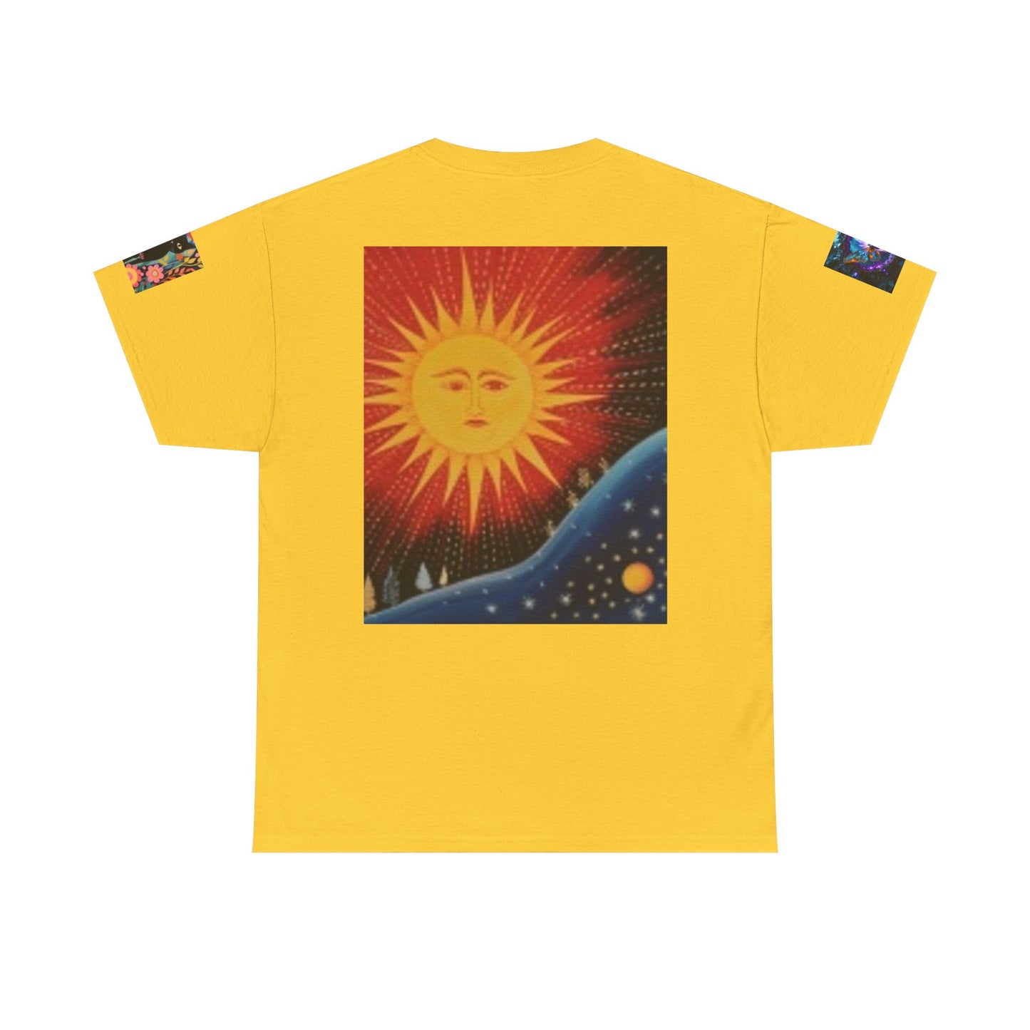 Happy Vibes Unisex Heavy Cotton T-shirt – Retro Sunshine & Map Designs