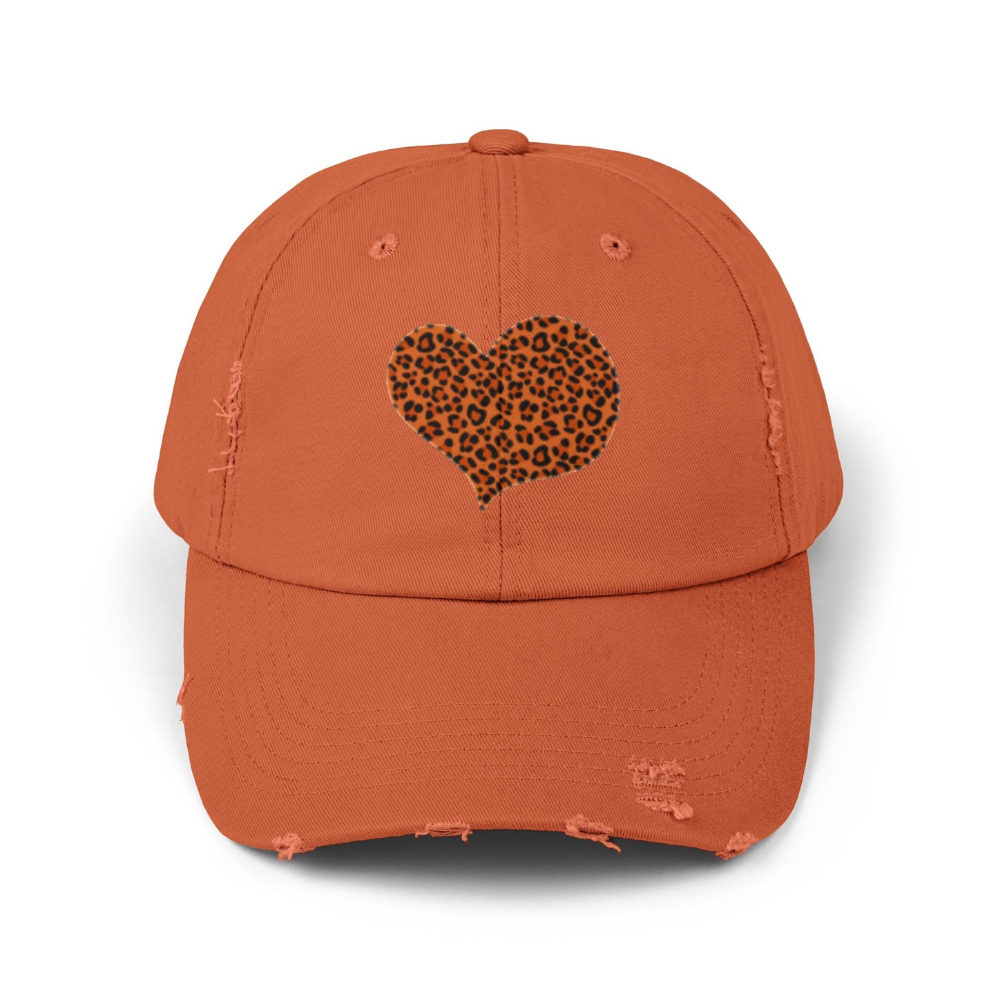 Leopard Heart Distressed Unisex Cap - Trendy Casual Headwear for Every Occasion