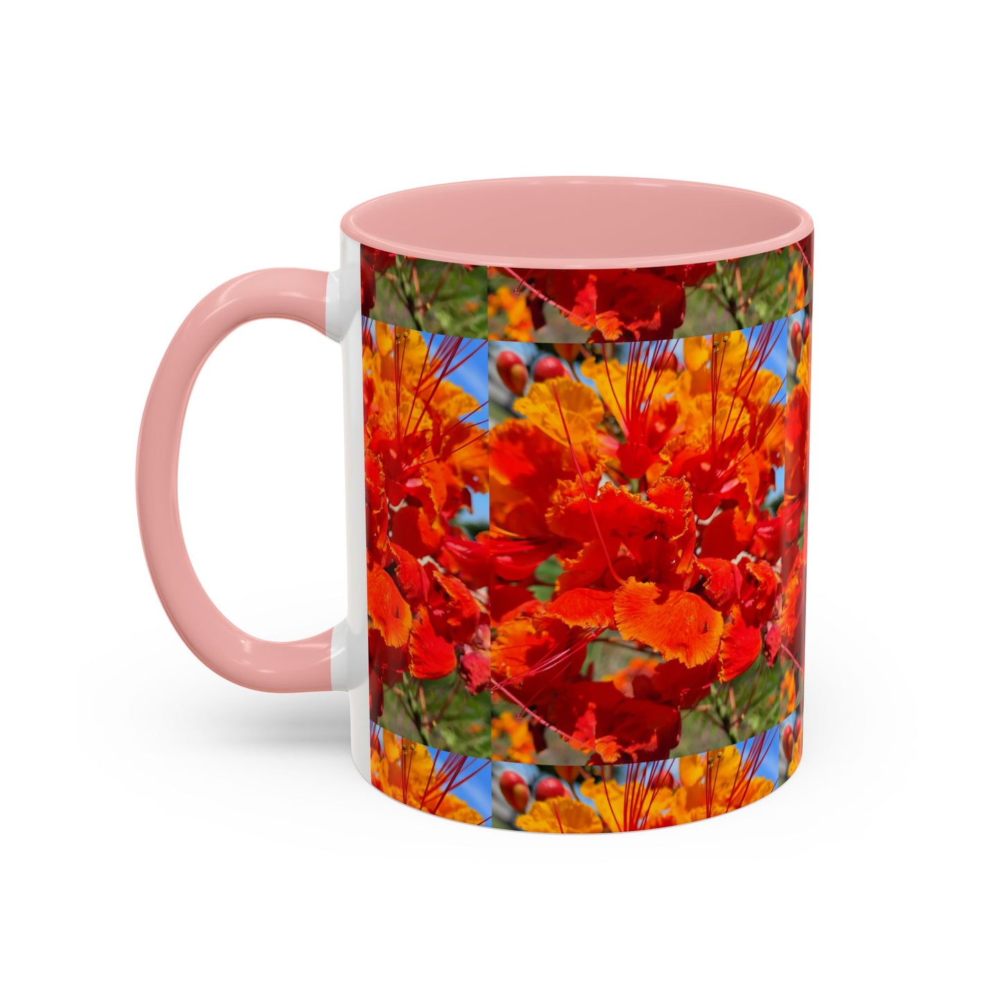 Orange Flowers Accent Coffee Mug 11 oz Great for Coffee Tea Milk Water Juice Ice Cream Soup