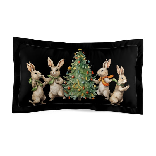 Pillow Sham King Size Four Rabbits Christmas Tree