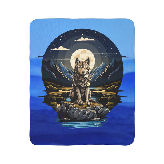 Cozy Wolf Fleece Sherpa Blanket - Perfect for Nature Lovers