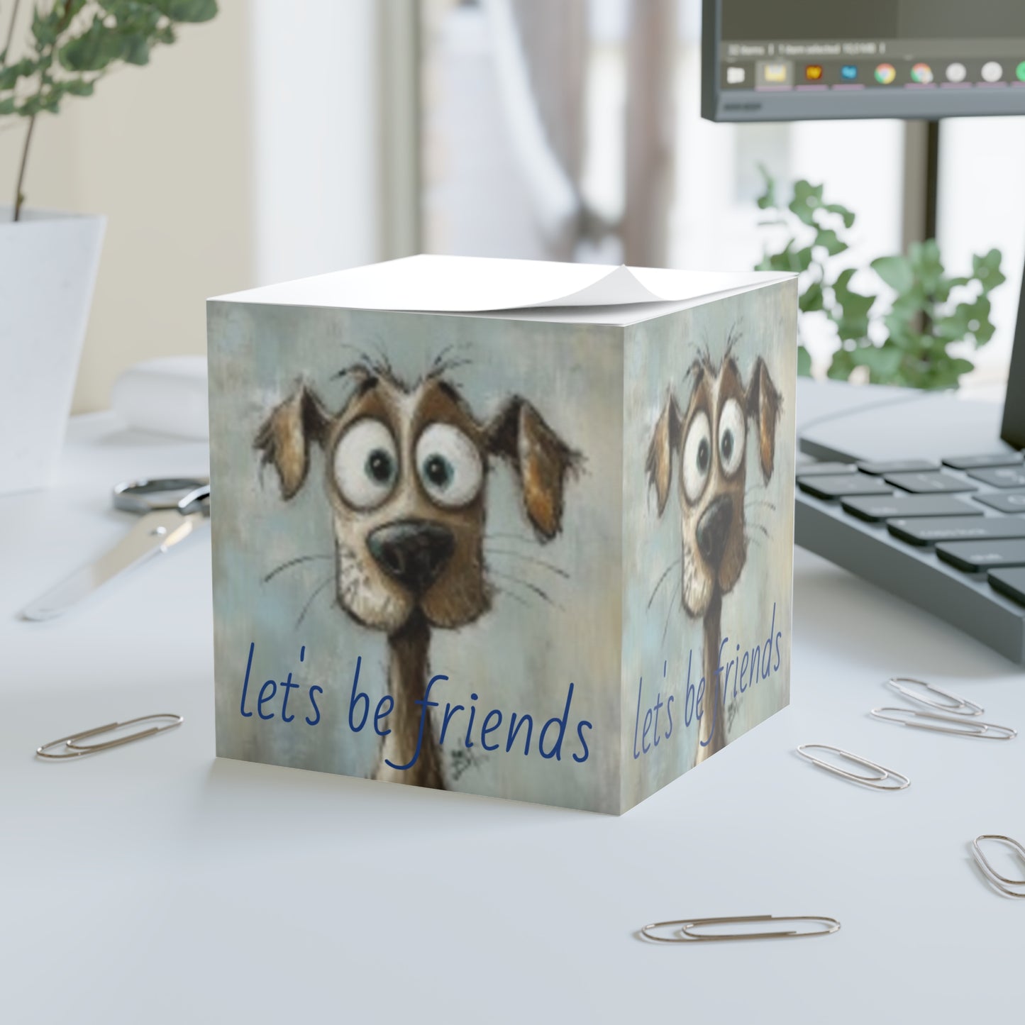 Whimsical Dog Note Cube - Cute Dog Design, Perfect for Gifts, Home Decor, Office Stationery, Pet Lovers, Friendship