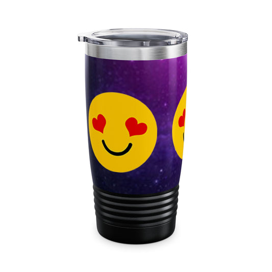 Happy Face Heart Eyes Ringneck Tumbler, 20oz | Essential Travel Mug, Couple Gift, Cute Drinkware, Emoji Lovers Cup, Fun Party Favor