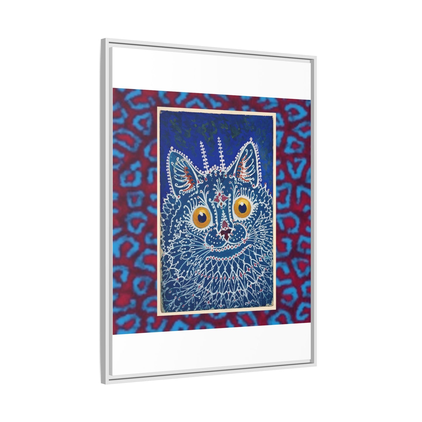 Colorful Cat Framed Matte Canvas Art - Whimsical Home Decor