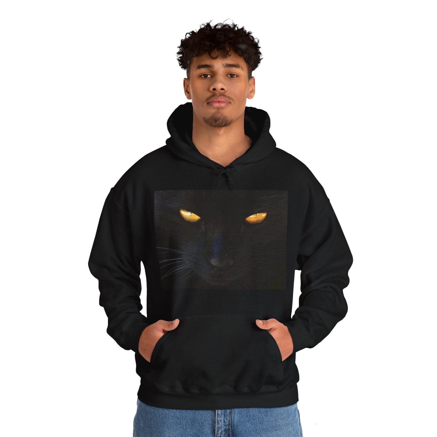 Sudadera con capucha con cara de gato negro