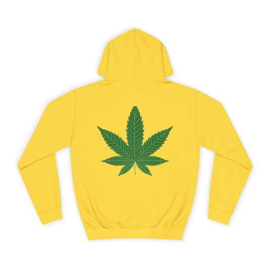 Unisex College Hoodie with Marijuana Leaf, Perfect for Casual Wear, College Dorms, Gifts, Festivals, Streetwear Essentials