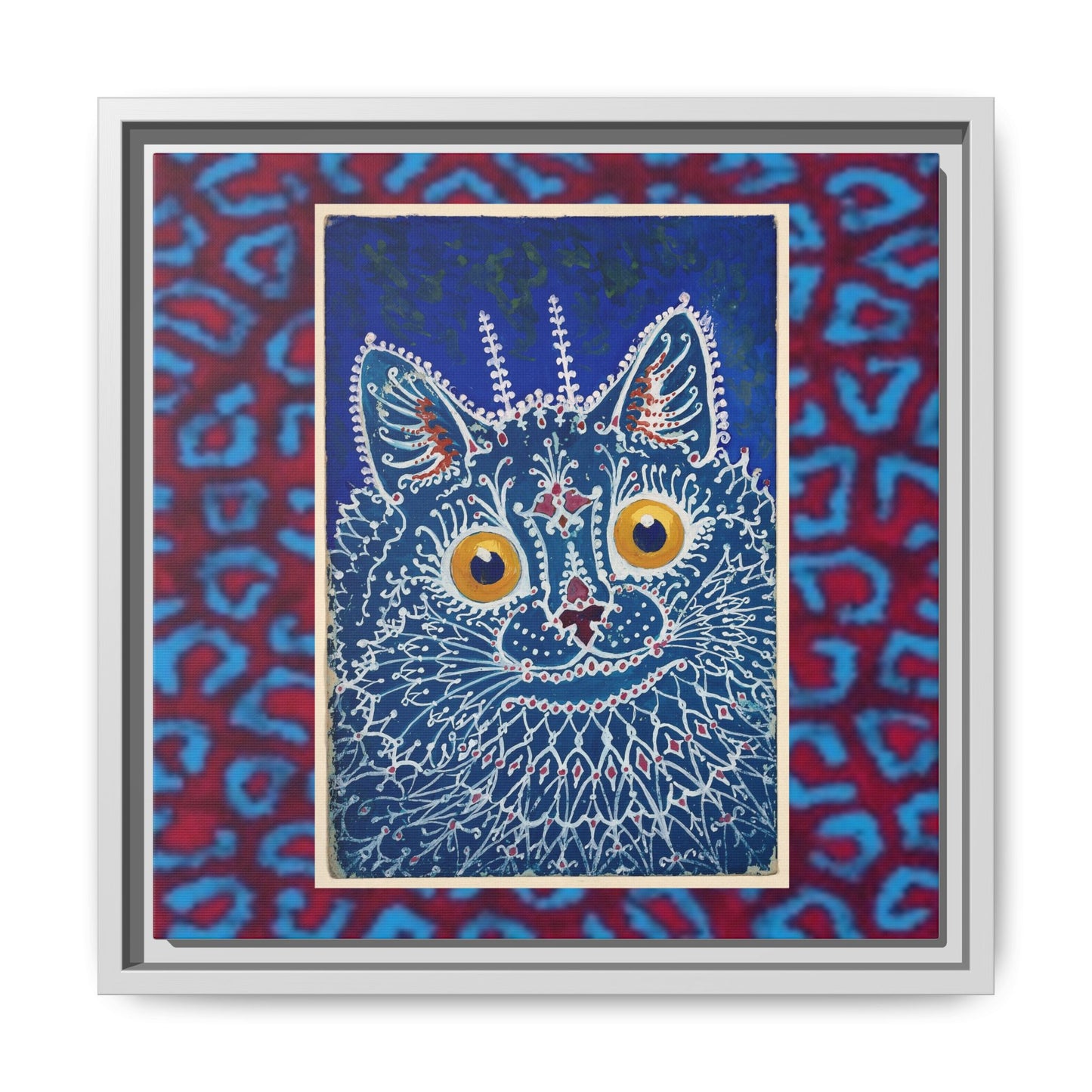 Colorful Cat Framed Matte Canvas Art - Whimsical Home Decor