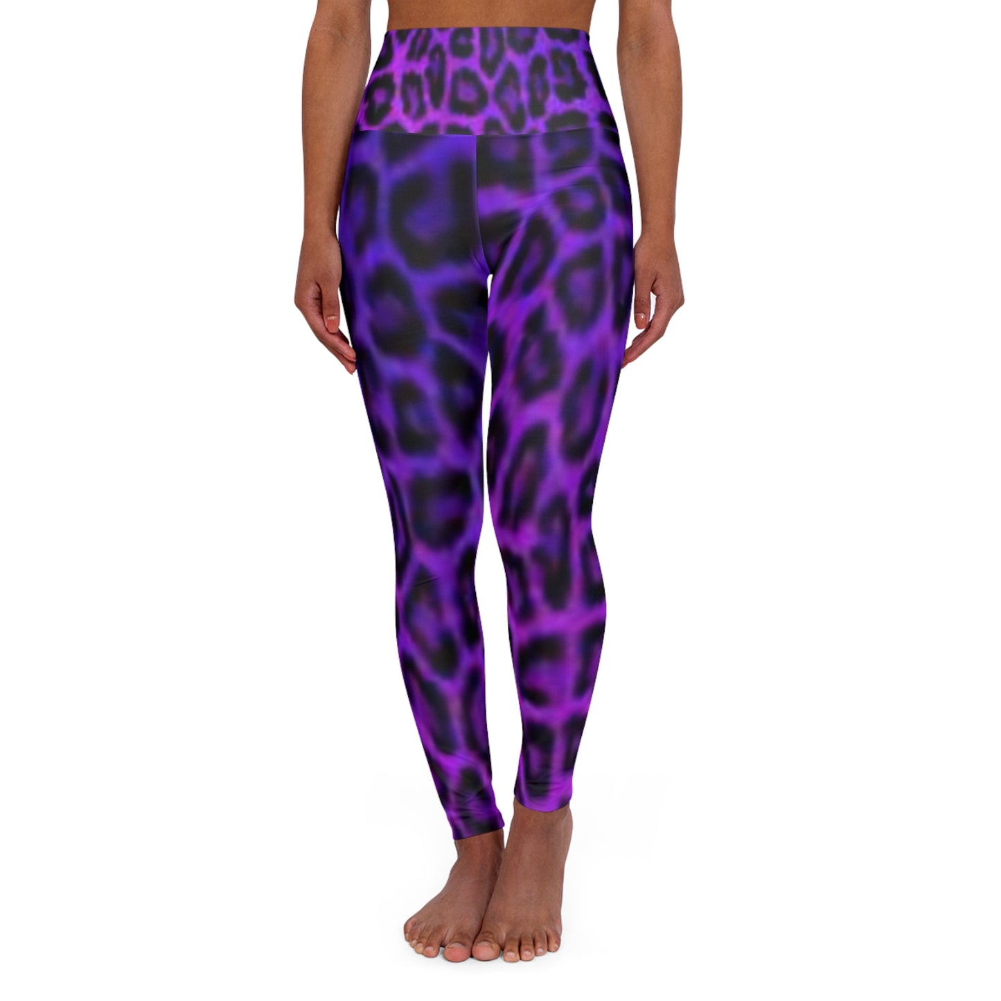 Leggings de yoga taille haute à imprimé léopard violet intense pour un style de vie actif 