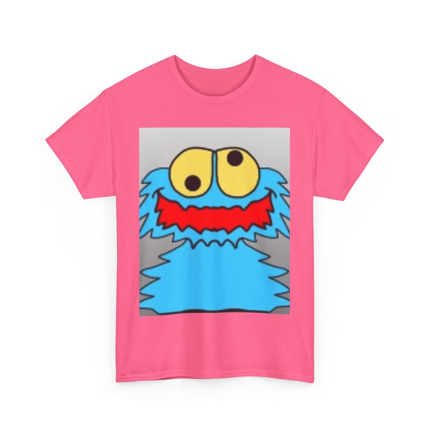 Blue Monster Cartoon-Inspired Unisex Heavy Cotton Tee, Fun Graphic T-Shirt, Cute Gift Idea, Casual Wear, Birthday Celebration, Everyday Style