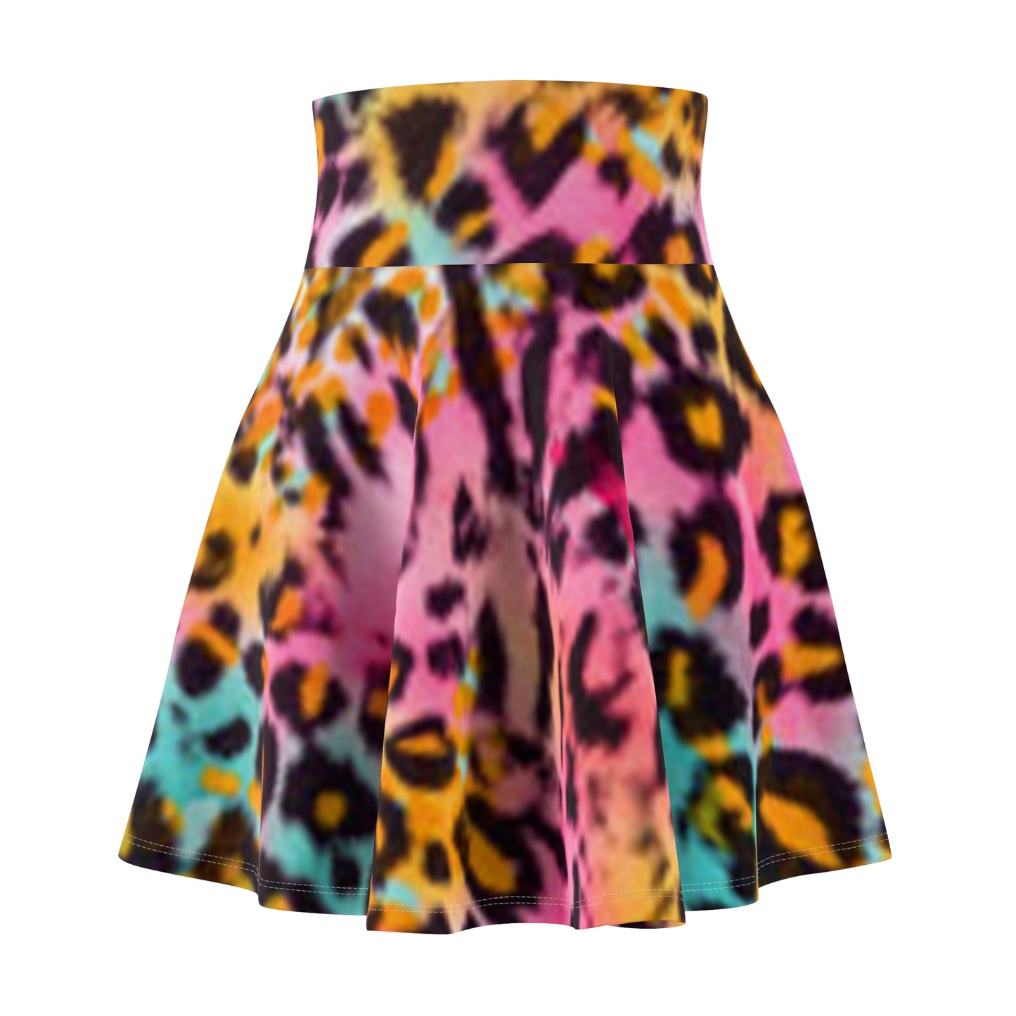 Vibrant Women's Skater Skirt - Colorful Leopard Print for Summer Fun