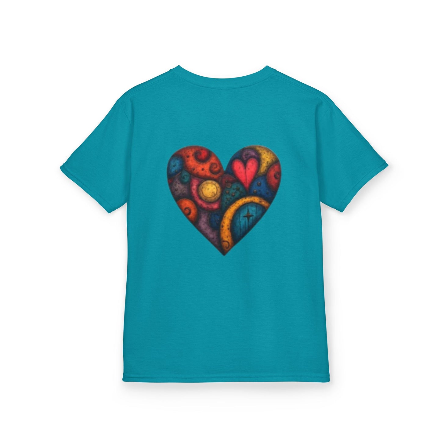 Children with Cats & Heart Kids Heavy Cotton T-shirt Looking Fabulous!
