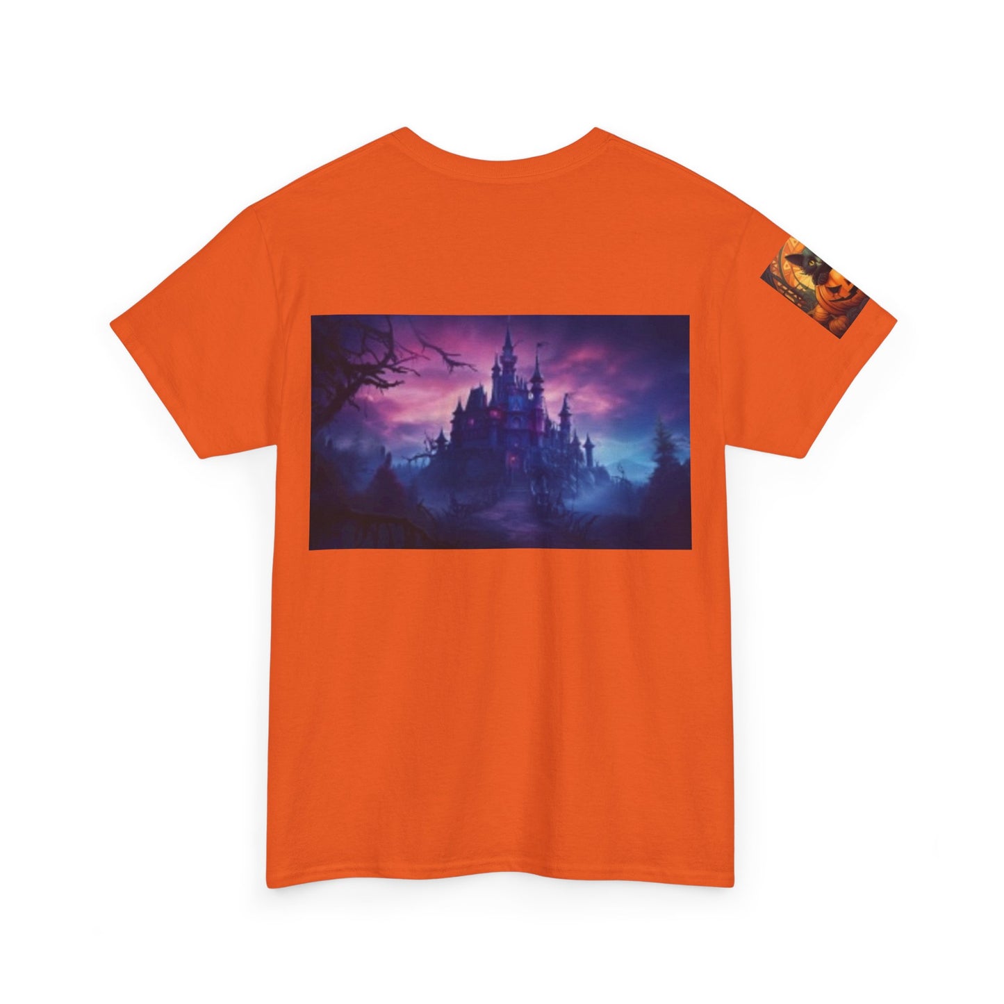 Witch Wine Castle Black Cat Unisex Heavy Cotton T-shirt