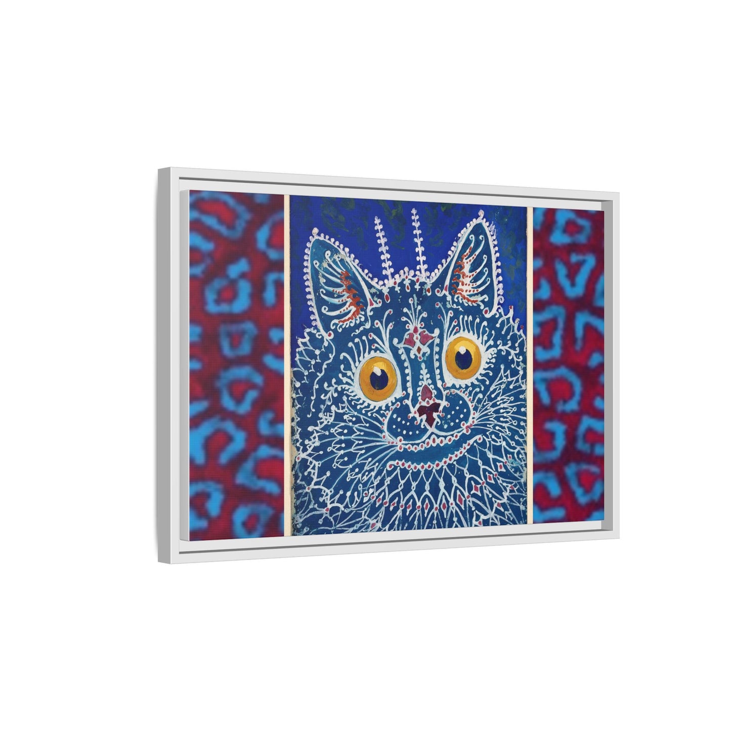 Colorful Cat Framed Matte Canvas Art - Whimsical Home Decor