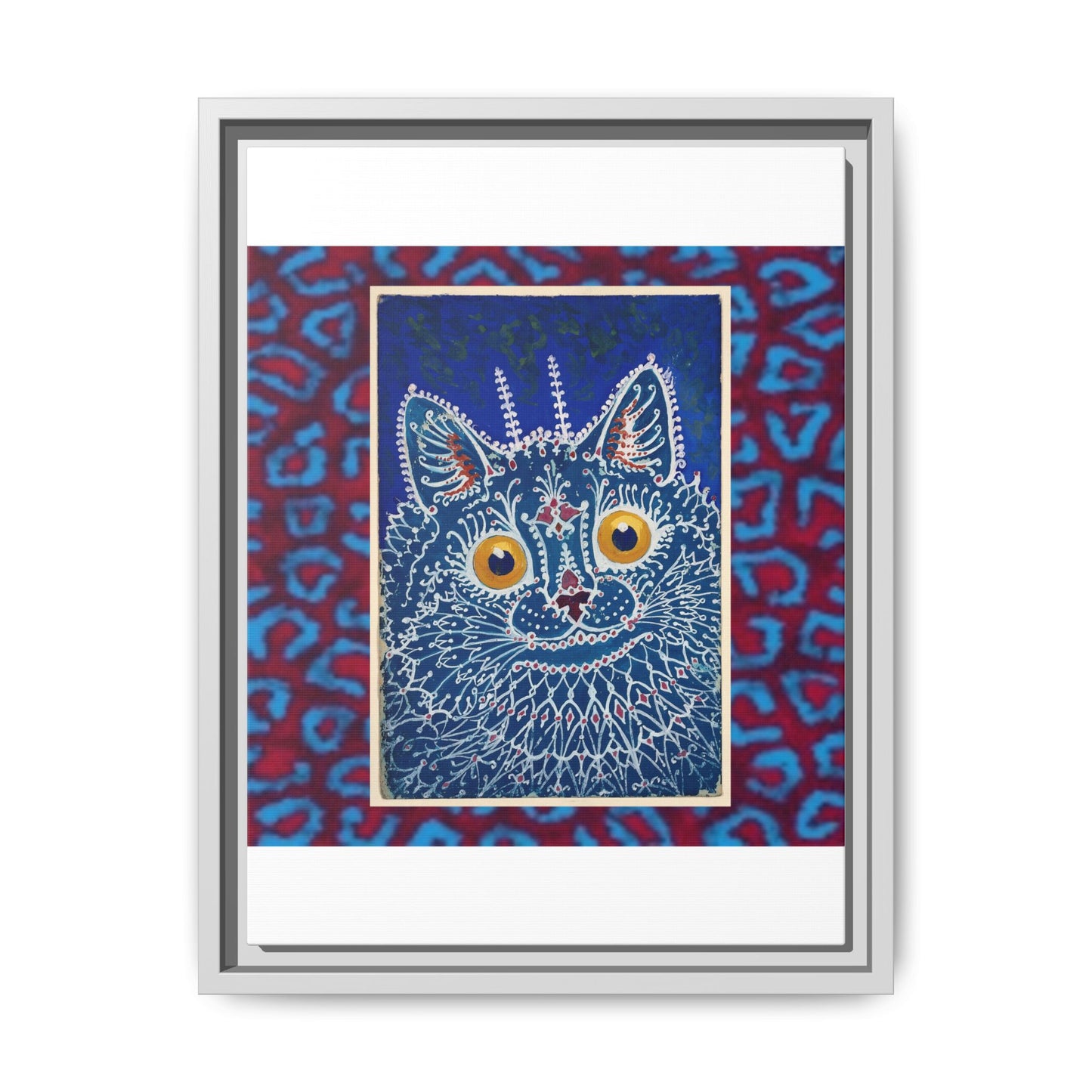 Colorful Cat Framed Matte Canvas Art - Whimsical Home Decor